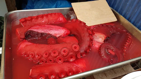 Rood Levende Octopus Tsukiji Vismarkt Tokio Japan — Stockfoto