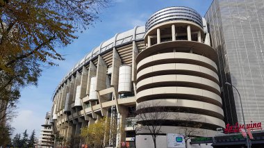 Madrid, İspanya - 15 Aralık 2018 Santiago Bernabeu Stadyumu. Bu site Real Madrid futbol takımının evidir..