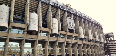 Madrid, İspanya - 15 Aralık 2018 Santiago Bernabeu Stadyumu. Bu site Real Madrid futbol takımının evidir..