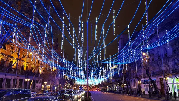 Madrid España Diciembre 2018 Decoración Con Luz Neón Navideña Calle —  Fotos de Stock