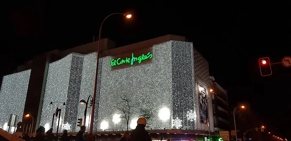 Madri Espanha Dezembro 2018 Fachada Corte Decorada Para Natal Maior — Fotografia de Stock