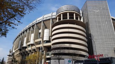 Madrid, İspanya - 15 Aralık 2018 Santiago Bernabeu Stadyumu. Bu site Real Madrid futbol takımının evidir..