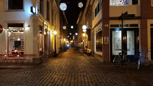 Leiden Holanda Dezembro 2018 Vista Centro Cidade Decorada Para Natal — Fotografia de Stock