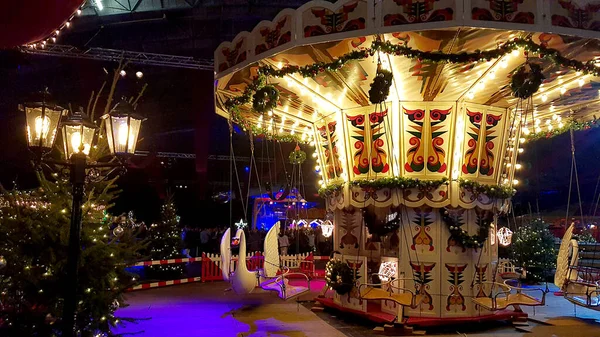 Amsterdam Nederländerna December 2018 Människor Som Njuter Julmarknaden Parken Öppen — Stockfoto