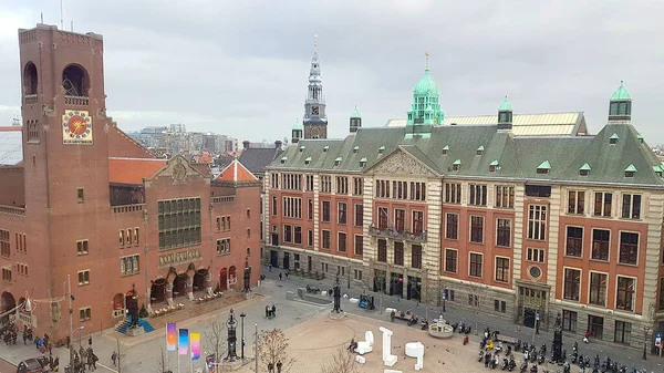 Amsterdam Januari 2019 Wandelaars Het Beursplein Het Plein Waar Vroeger — Stockfoto