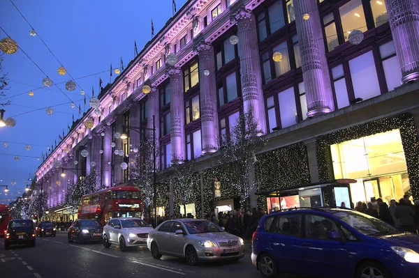 London England Dezember 2016 Weihnachtsdekoration Der Oxford Street Die Straße — Stockfoto