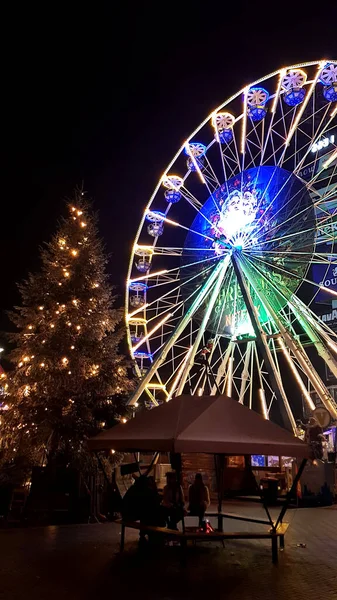 Amsterdam Netherlands December 2018 People Enjoying Christmas Market Park Open — Stock Photo, Image