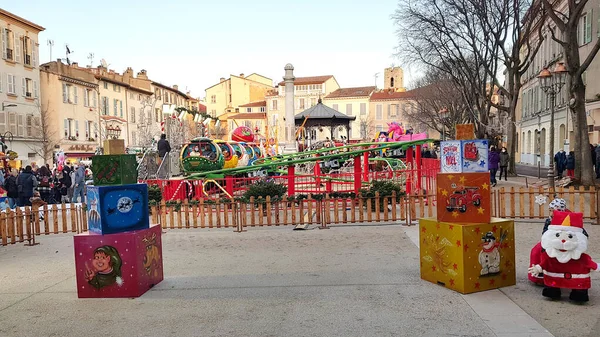 Antibes França Dezembro 20120 Pessoas Andando Pelo Mercado Natal Cidade — Fotografia de Stock