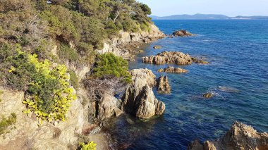 Pointe du Bouvet 'deki sahil, Hyeres, Güney Fransa