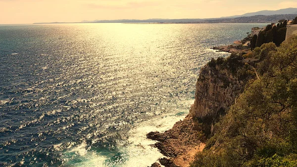 Pôr Sol Cap Nice Riviera Francesa — Fotografia de Stock