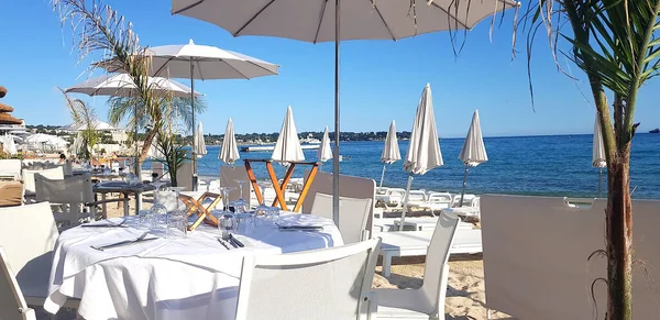 Uitzicht Een Strand Juan Les Pins Côte Azur — Stockfoto