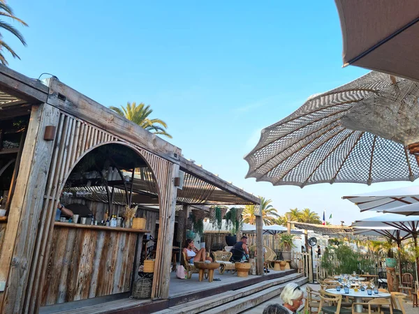 Golfe Juan Frankreich September 2021 Menschen Genießen Den Strand Während — Stockfoto