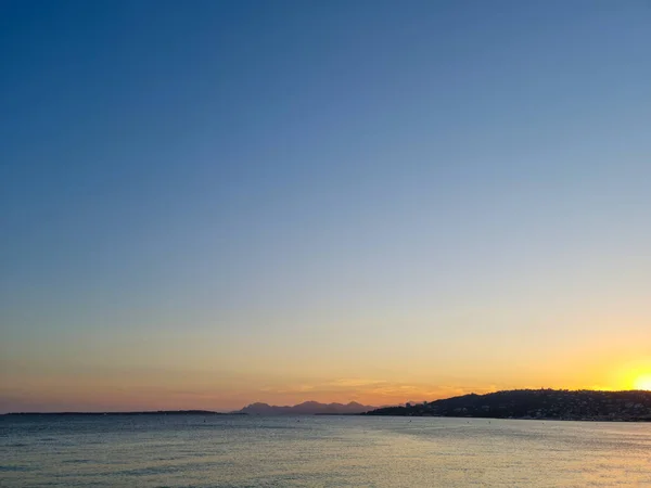 Solnedgang Stranden Juan Les Pins Sydfrankrig - Stock-foto