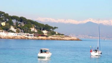 Tekneler bir Beach Antibes, Cote d'Azur, Fransa
