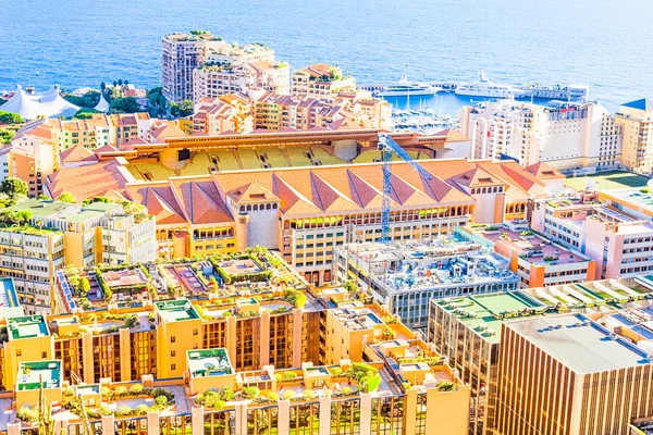 Vista de Mônaco e do Estádio Louis-II — Fotografia de Stock