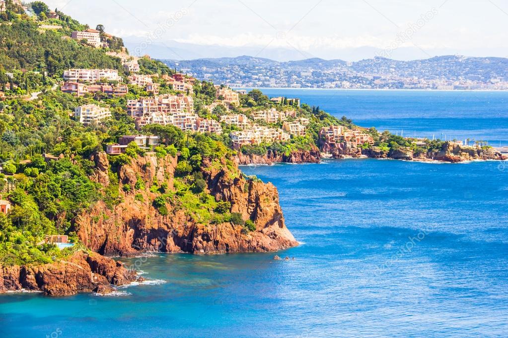 City on rocky seashore