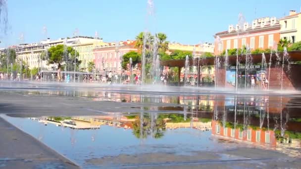 Fontaine på Place Massena i Nice — Stockvideo