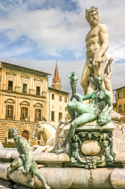 Fontana del Nettuno Piazza della Signoria 'da, Floransa, İtalya