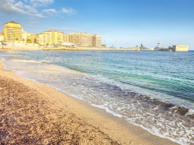 Cap d 'Ail' deki plaj, Cote d 'Azur, Fransa