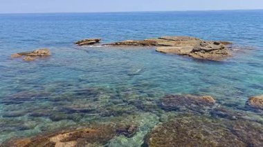 İtalya, Bordighera 'da bir plajda manzara