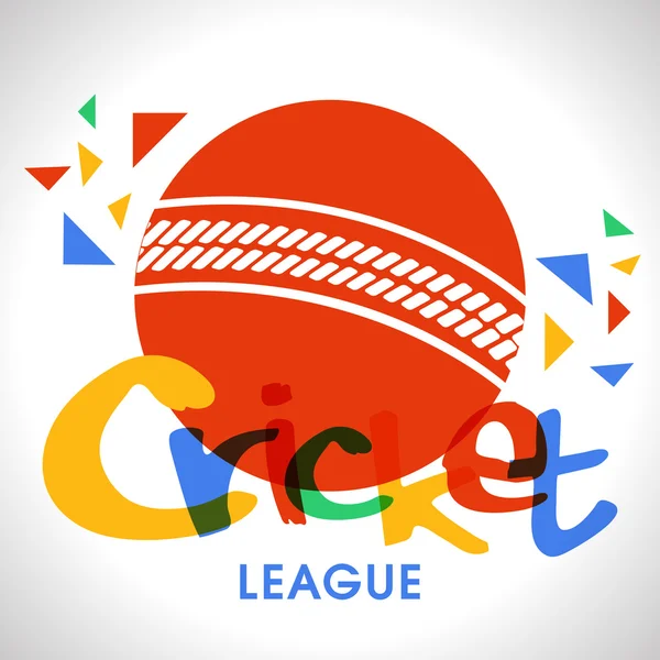 Texto colorido com conceito Ball for Cricket league . —  Vetores de Stock