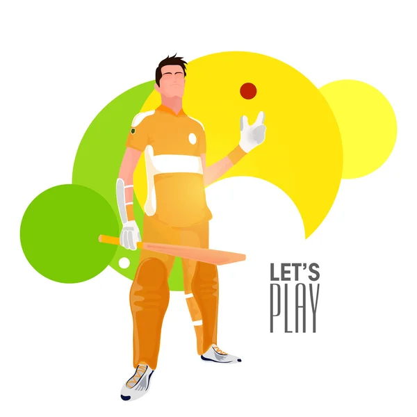 Jugador de críquet con bate y pelota . — Vector de stock