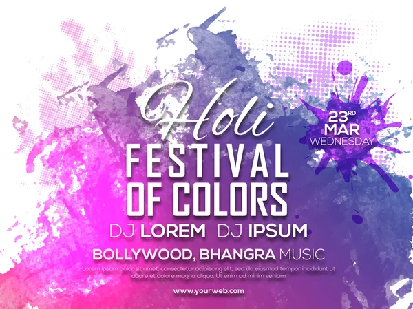 Invitation Card design for Holi celebration. — Stok fotoğraf