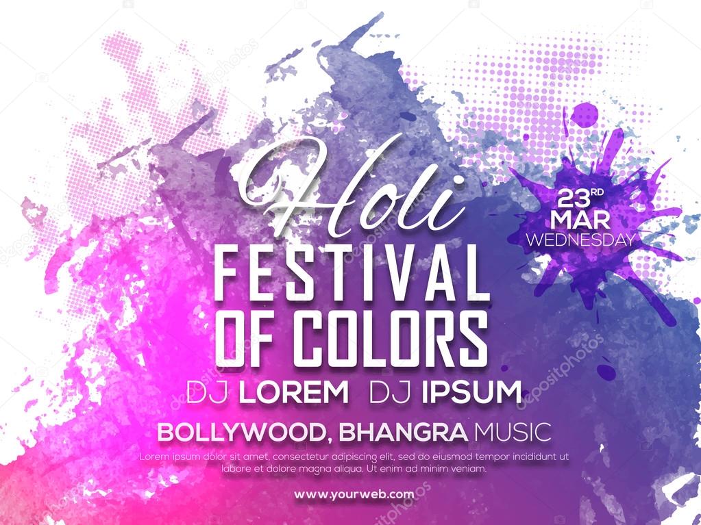 Invitation Card design for Holi celebration.