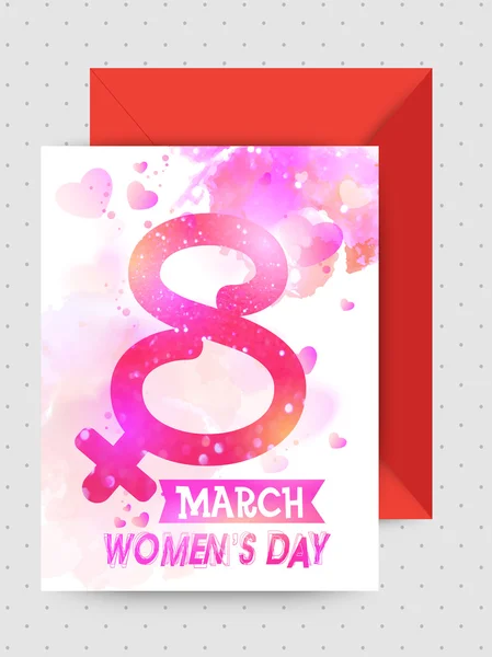 Tarjeta de felicitación con sobre para el Día de la Mujer . — Foto de Stock