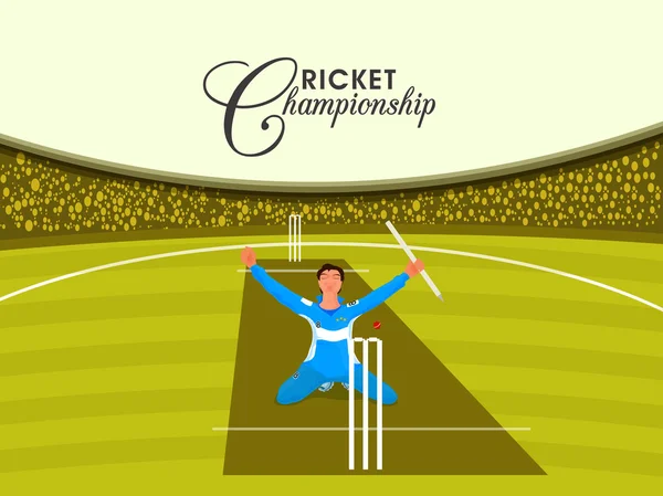 Kriket Şampiyonası kavramı için poz kazanan Oyuncu.