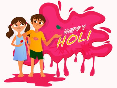 Cute little kids playing Holi.