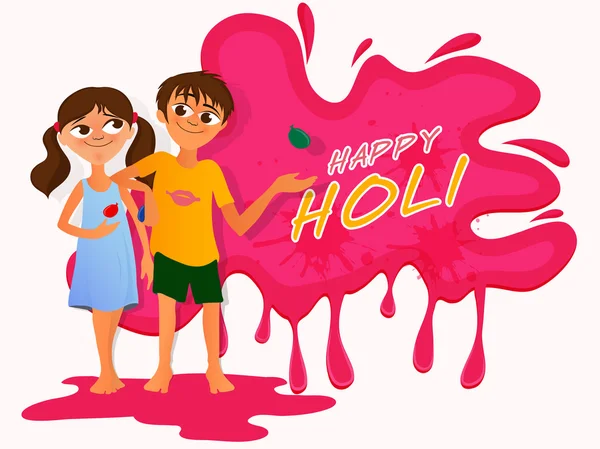 Cute little kids playing Holi. — Zdjęcie stockowe