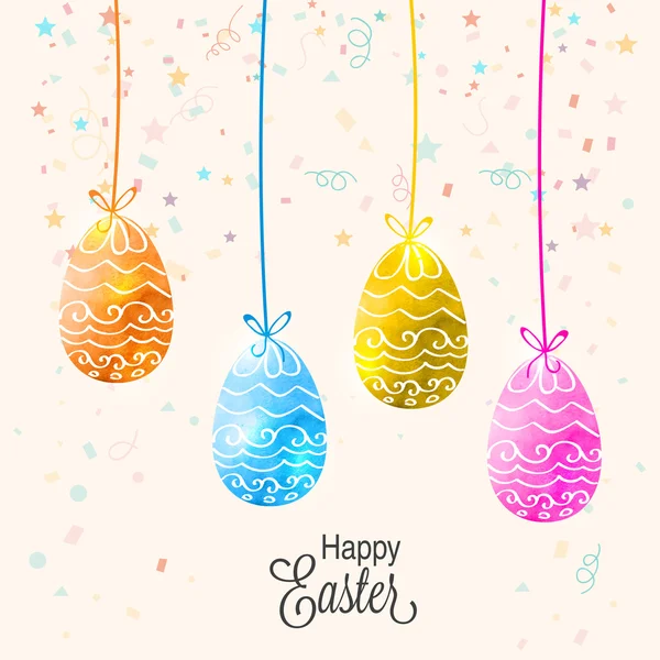 Colorful hanging Eggs for Happy Easter celebration. — Stock Photo, Image