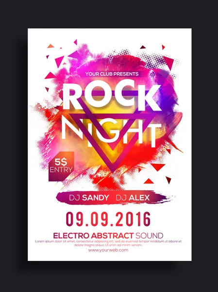 Rock Night Party Flyer of Banner. — Stockfoto