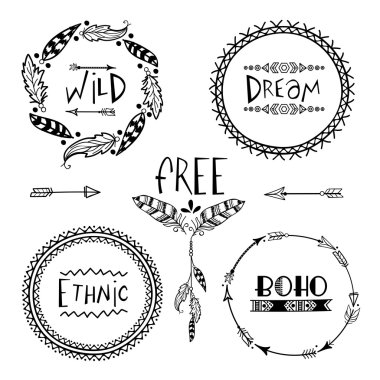 Yaratıcı Boho tarzı çerçeve kümesi.