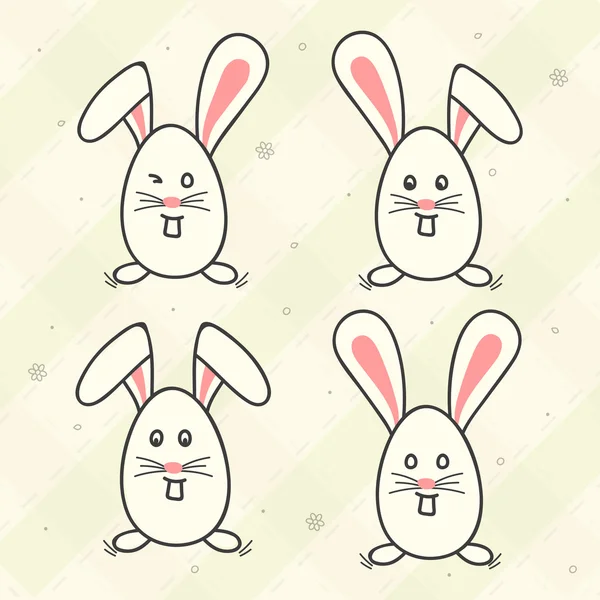 Set of four different Easter Bunnies. — 图库矢量图片