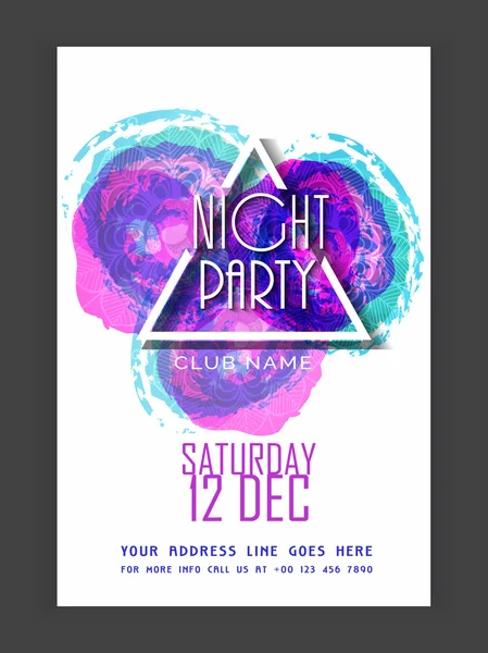 Night Party Flyer or Banner. — Stock Vector