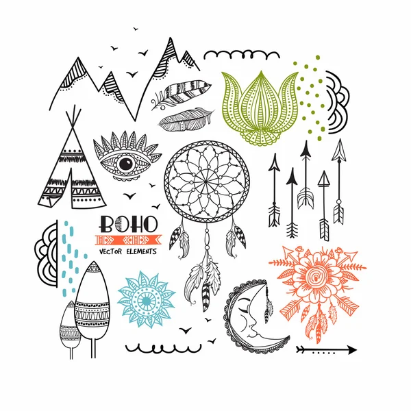 Set of creative Boho elements. — Stock Vector