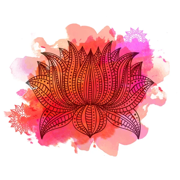 Hermosa flor de loto estilo Boho . — Vector de stock