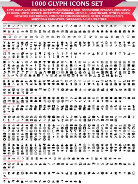 1000 Glyph Simge seti.