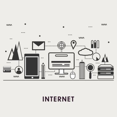 İnternet kavramının modern düz illüstrasyon.