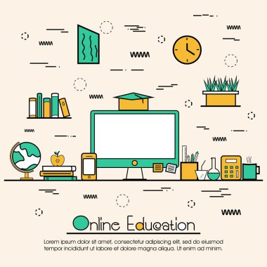 Online Eğitim için düz illüstrasyon.