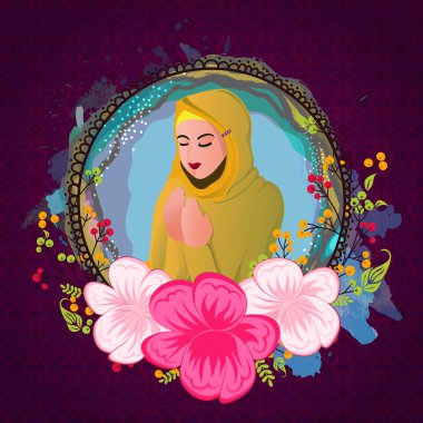 Ramazan kutlaması için çerçevede dua eden kadın.