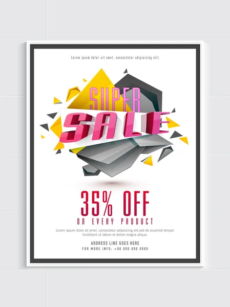 Super Sale Flyer or Pamphlet. — Stock Vector