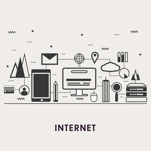 Illustration plate moderne du concept Internet . — Image vectorielle