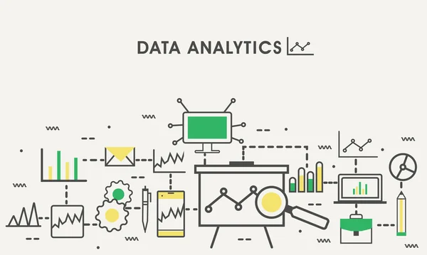 Ilustración plana para análisis de datos empresariales . — Vector de stock
