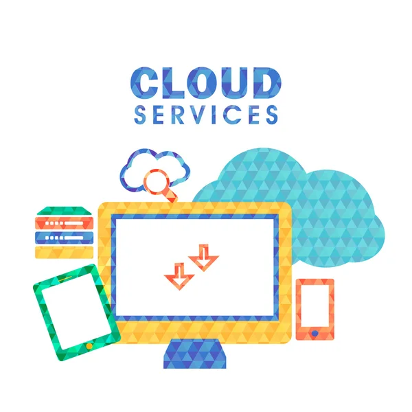 Ilustração plana para o conceito de serviço em nuvem . —  Vetores de Stock
