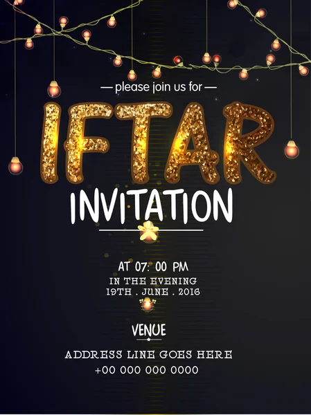 Frumos Card de invitație pentru petrecerea Iftar . — Vector de stoc