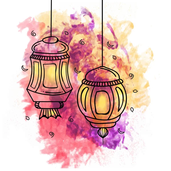 Traditional Lanterns for Ramadan Mubarak. — Stockvector