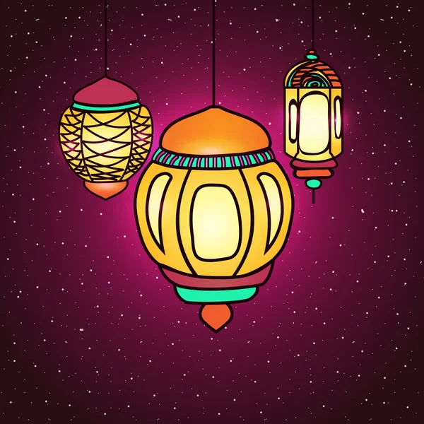 Traditional Lanterns for Ramadan Mubarak. — Stock vektor